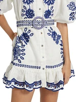 Richelieu Embroidered Linen Minidress