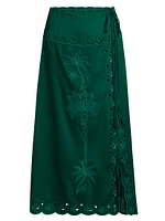 Richilieu Satin Eyelet Midi-Skirt