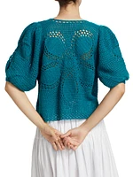 Flower Draw Crochet Blouse