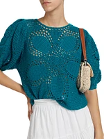 Flower Draw Crochet Blouse