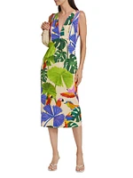 Macaw Jungle V-Neck Midi-Dress