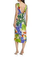 Macaw Jungle V-Neck Midi-Dress