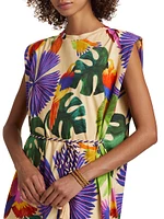 Macaw Jungle Drawstring T-Shirt Minidress