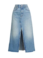 Faded Denim Midi-Skirt