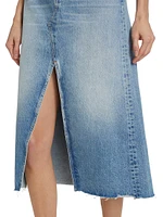 Faded Denim Midi-Skirt