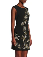 Floral Beaded Crepe Minidress