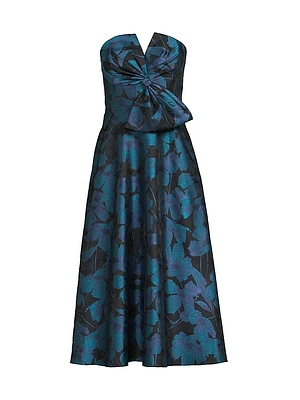 Floral Jacquard Midi-Dress