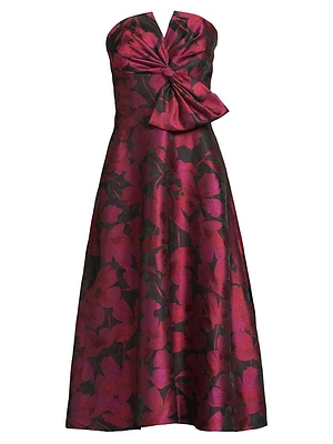 Floral Jacquard Midi-Dress