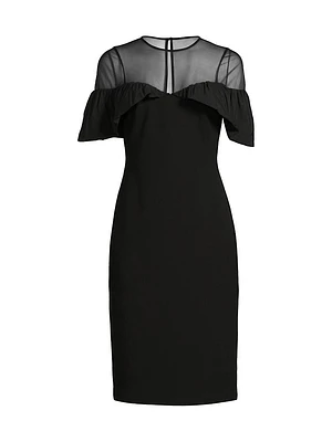 Paneled Bonded Crepe Midi-Dress