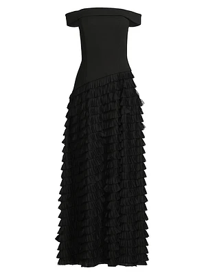 Off-The-Shoulder Tiered Gown