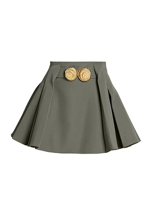 Wool Flared Miniskirt