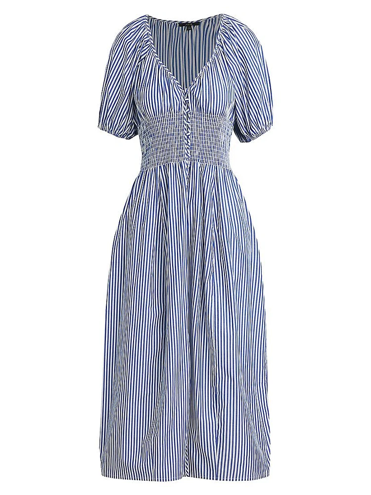 Monet Striped Cotton Midi-Dress