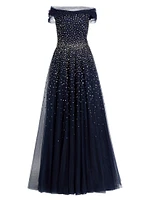 Shayla Embellished Off-the-Shoulder Gown