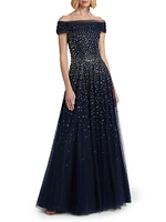 Shayla Embellished Off-the-Shoulder Gown