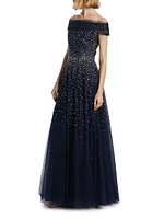 Shayla Embellished Off-the-Shoulder Gown