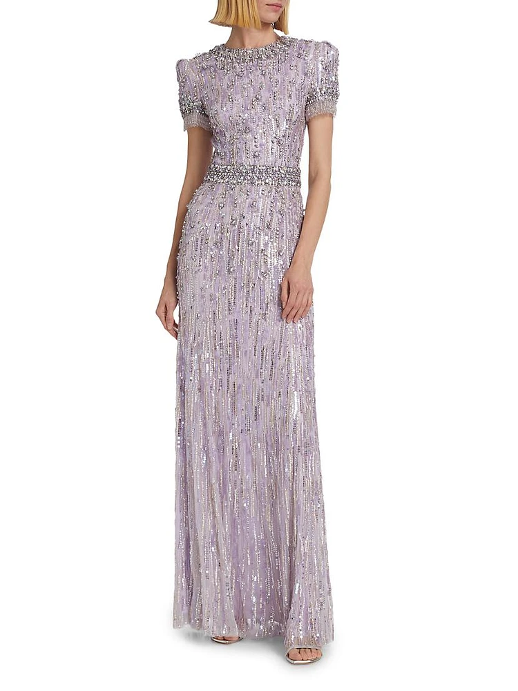 Roxy Beaded Mermaid-Hem Gown