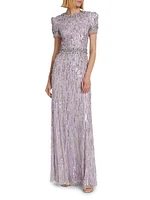 Roxy Beaded Mermaid-Hem Gown