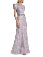 Roxy Beaded Mermaid-Hem Gown