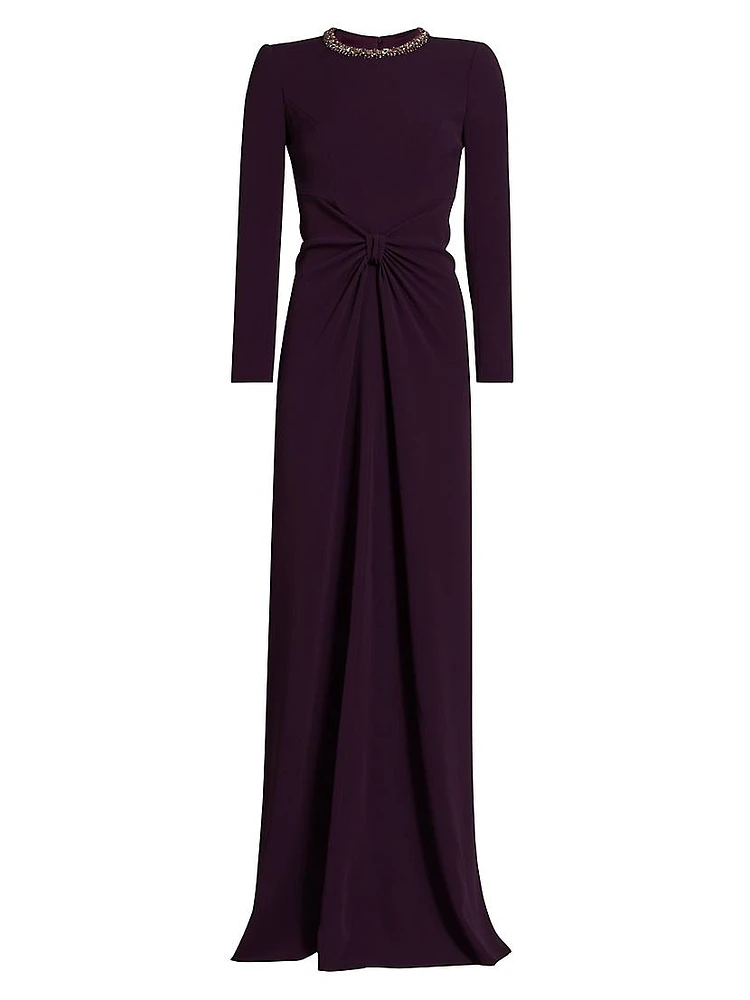 Sunday Embellished Neck Knotted Column Gown