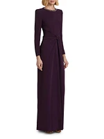 Sunday Embellished Neck Knotted Column Gown