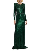 Georgia Sequin Belted Column Gown