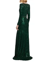 Georgia Sequin Belted Column Gown