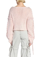 Komey Ribbon Lace-Up Sweater