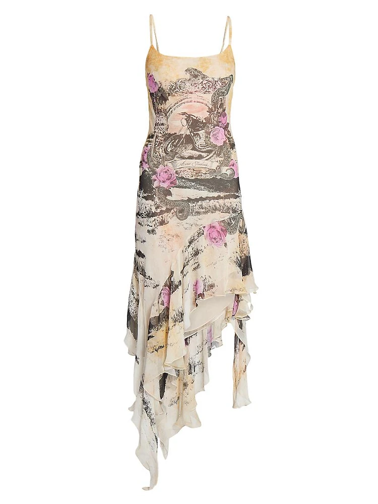 Danella Snake Ruffled Midi-Dress