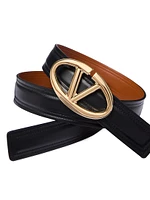 The Bold Edition VLogo Shiny Calfskin Belt 30 MM