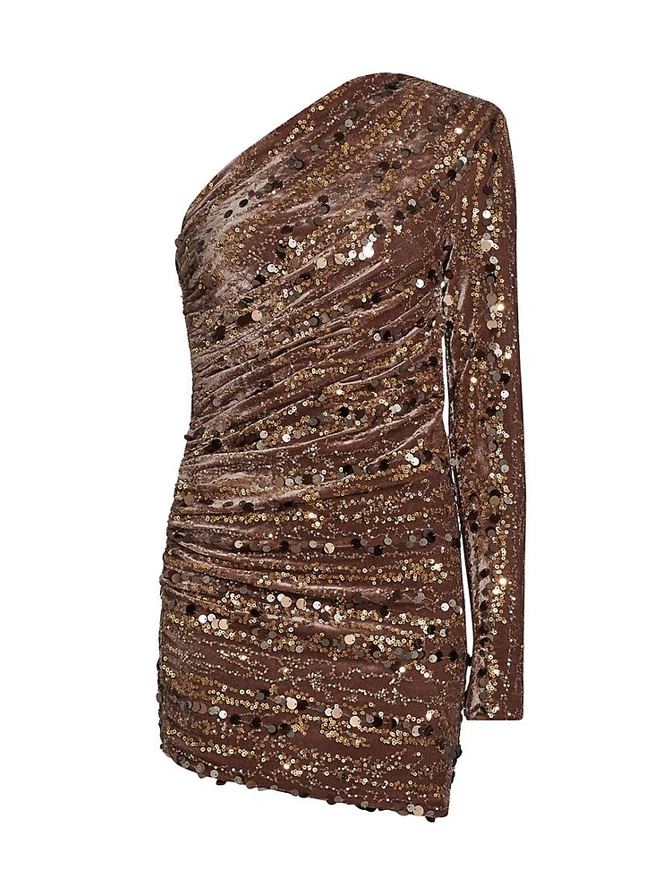 Saturn Sequined One-Shoulder Minidress