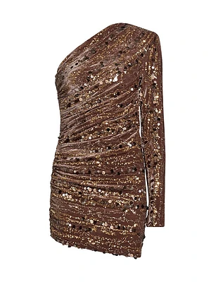 Saturn Sequined One-Shoulder Minidress