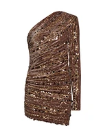 Saturn Sequined One-Shoulder Minidress