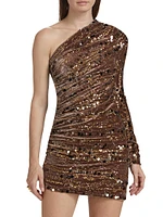 Saturn Sequined One-Shoulder Minidress