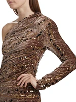 Saturn Sequined One-Shoulder Minidress