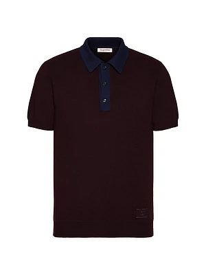 Wool Polo T-Shirt with V-Logo