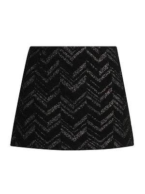 Chevron Cotton-Blend Miniskirt