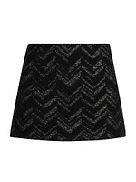 Chevron Cotton-Blend Miniskirt