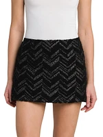 Chevron Cotton-Blend Miniskirt