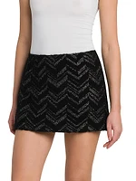 Chevron Cotton-Blend Miniskirt