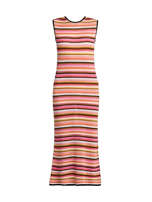 Striped Sleeveless Midi-Dress