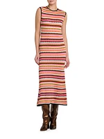 Striped Sleeveless Midi-Dress