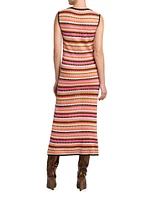 Striped Sleeveless Midi-Dress