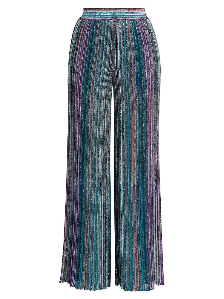 Metallic Stripe Flared Pants