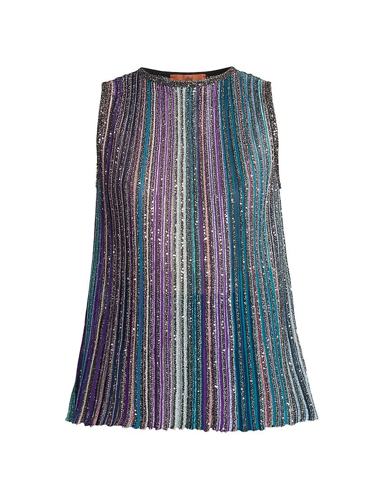 Metallic Striped Sleeveless Top