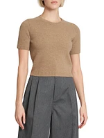 Wool Cropped Short-Sleeve Sweater