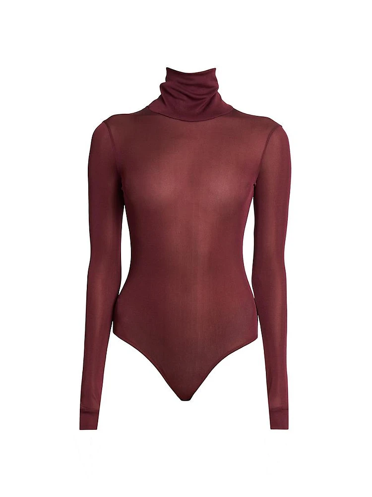 Semi-Sheer Turtleneck Bodysuit