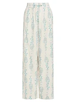 Floral Drawstring Wide-Leg Pants