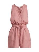 Linen-Blend Drawstring Romper