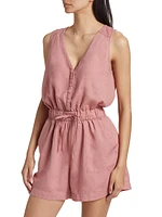 Linen-Blend Drawstring Romper