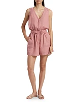 Linen-Blend Drawstring Romper